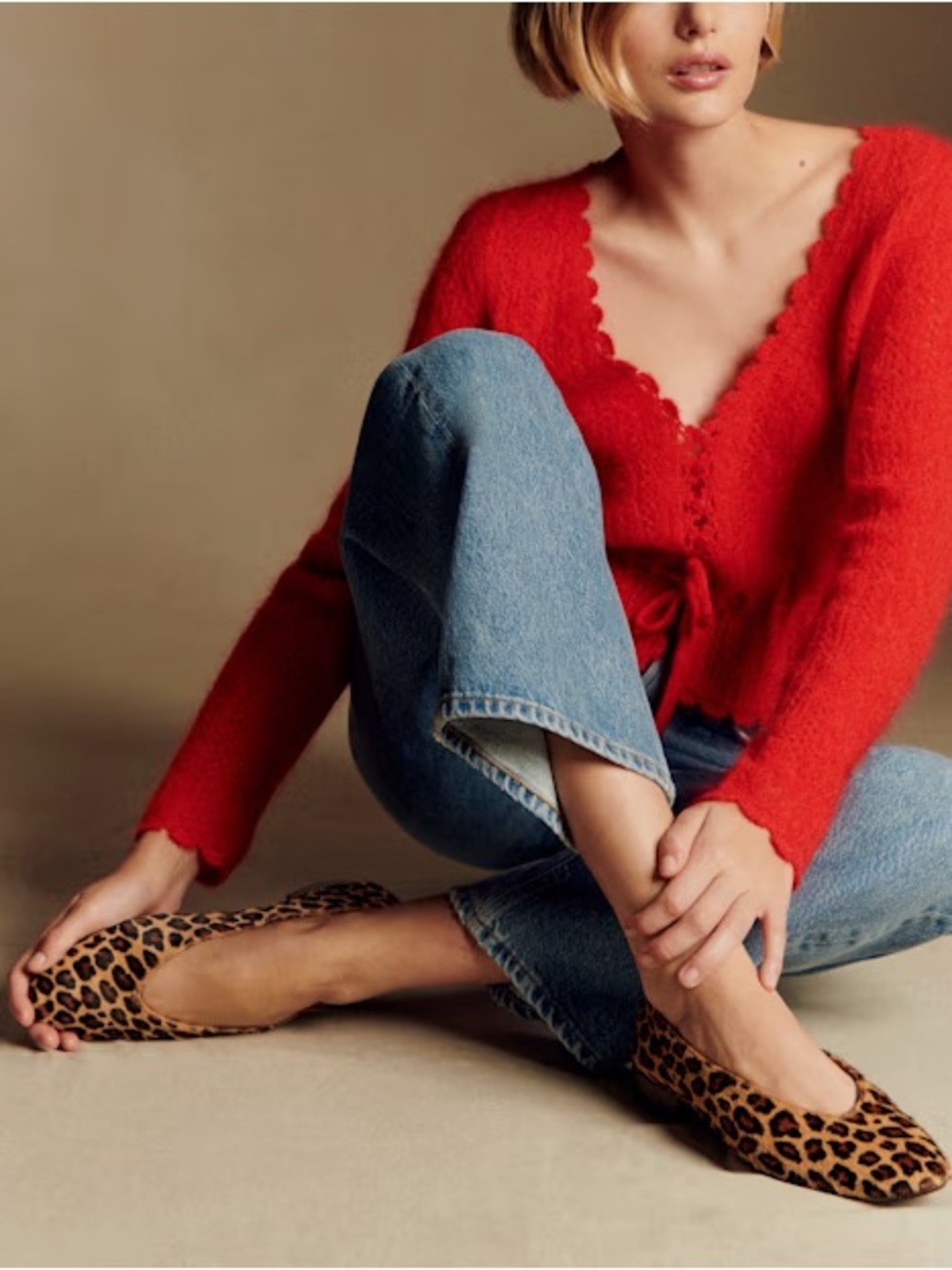 Sezane Matilda Low Ballerina Flats Leopard Print